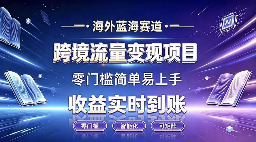 海外蓝海赛道 跨境流量变现项目 收益实时到账 零门槛简单易上手胖子网创胖子网创