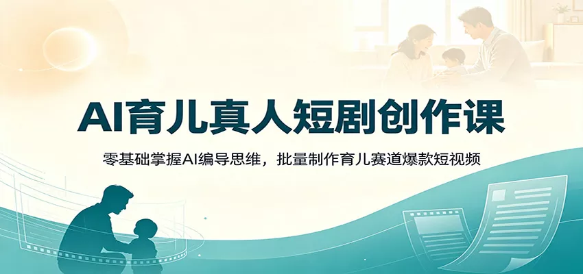 AI育儿真人短剧创作课：零基础掌握AI编导思维，批量制作育儿赛道爆款短视频胖子网创胖子网创