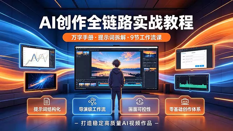 AI创作全链路实战教程｜万字手册·提示词拆解·9节工作流课，打造稳定高质量AI视频作品胖子网创胖子网创