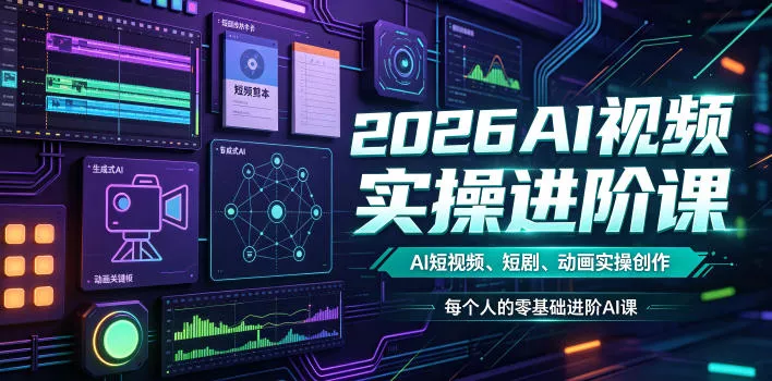 2026AI视频实操进阶课，AI短视频、短剧、动画实操创作，每个人的零基础进阶ai课胖子网创胖子网创