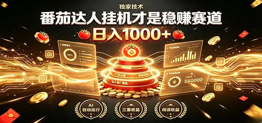 别再瞎找副业!番茄达人挂机才是稳赚赛道 日入1000+ 别再瞎找副业!番茄达人挂机才是稳赚赛道 日入1000+