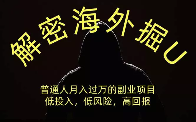 解密海外掘U，普通人月入过万的副业项目，低投入、低风险高回报，没有之一胖子网创胖子网创