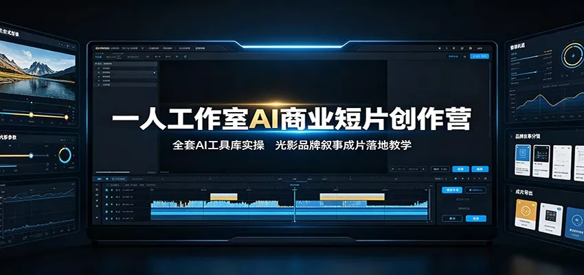 一人工作室AI商业短片创作营：全套AI工具库实操，光影品牌叙事成片落地教学胖子网创胖子网创