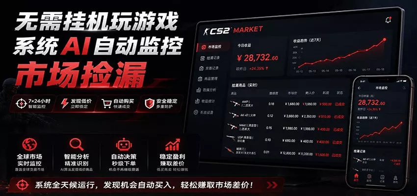 系统AI自动监控市场捡漏，不用玩游戏，只需要一部手机，支持任何形式数据验证胖子网创胖子网创