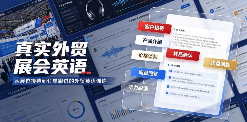 真实外贸展会英语，广交会外贸口语听力突击课程【音频】胖子网创胖子网创