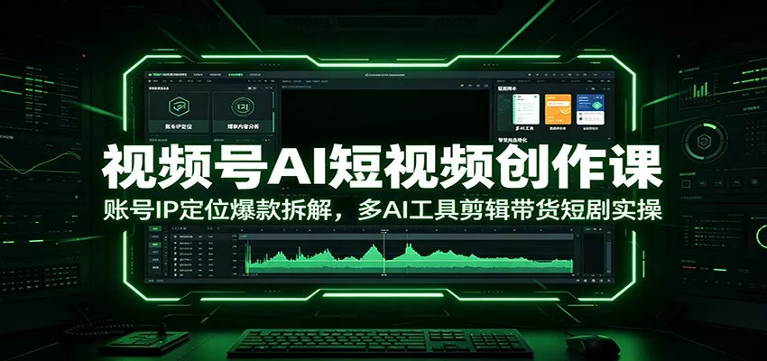 视频号AI短视频创作课：账号IP定位爆款拆解，多AI工具剪辑带货短剧实操胖子网创胖子网创