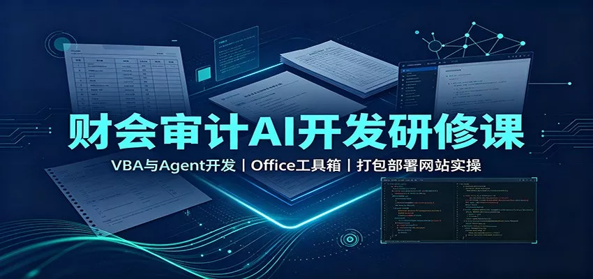 财会审计AI开发研修课：VBA与Agent开发，Office工具箱，打包部署网站实操胖子网创胖子网创