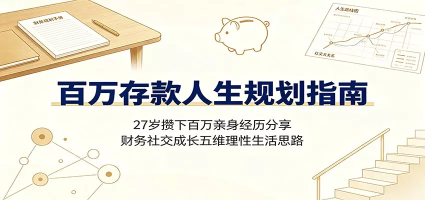 百万存款人生规划指南：27岁攒下百万亲身经历分享，财务社交成长五维理性生活思路胖子网创胖子网创