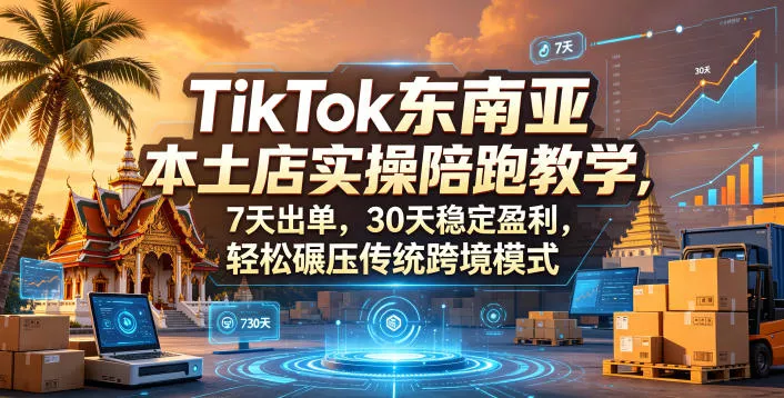 TikTok东南亚本土店实操陪跑教学，7天出单，30天稳定盈利，轻松碾压传统跨境模式(更新0819)胖子网创胖子网创