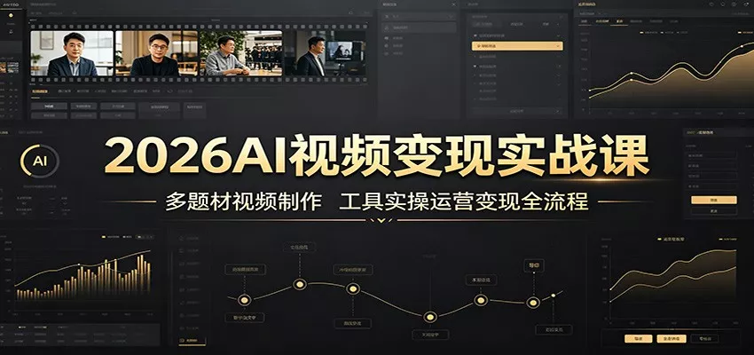 2026AI视频变现实战课：多题材视频制作，工具实操运营变现全流程胖子网创胖子网创