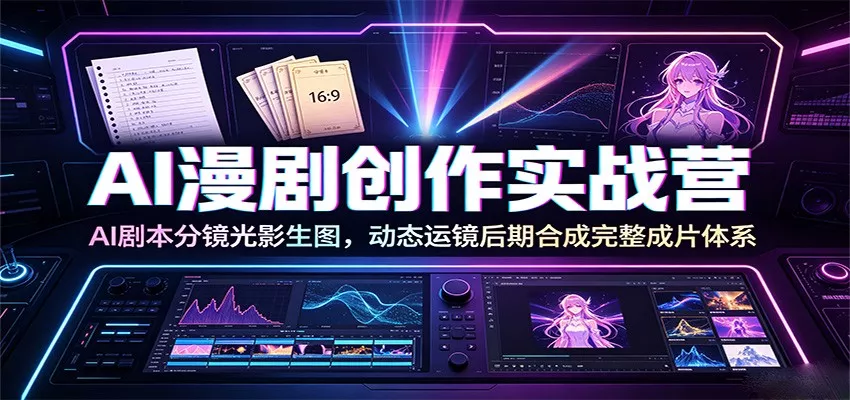 AI漫剧创作实战营：AI剧本分镜光影生图，动态运镜后期合成完整成片体系胖子网创胖子网创