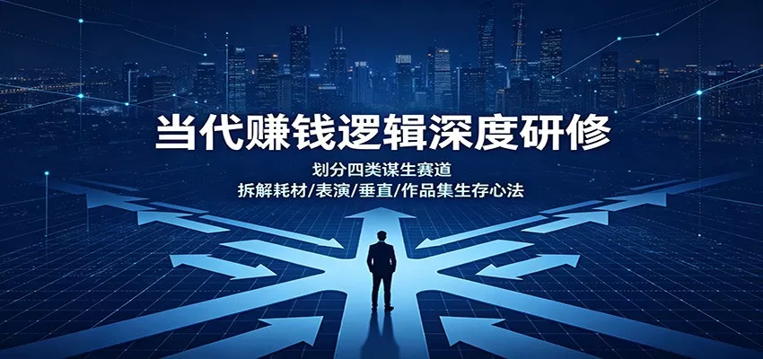 当代赚钱逻辑深度研修：划分四类谋生赛道，拆解耗材/表演/垂直/作品集生存心法胖子网创胖子网创