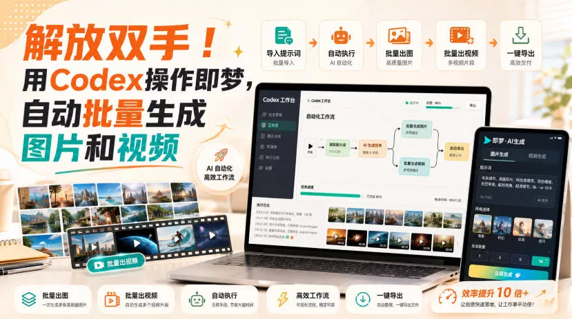 解放双手！用Codex操作即梦，自动批量生成图片和视频胖子网创胖子网创