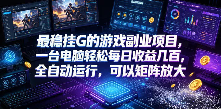 AI游戏全自动挂机项目,单号日入100左右,可矩阵放大!胖子网创胖子网创