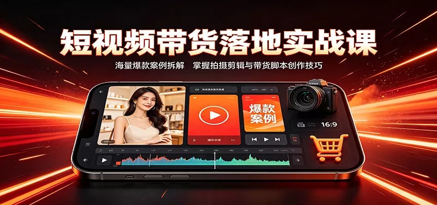 短视频带货落地实战课：海量爆款案例拆解，掌握拍摄剪辑与带货脚本创作技巧胖子网创胖子网创