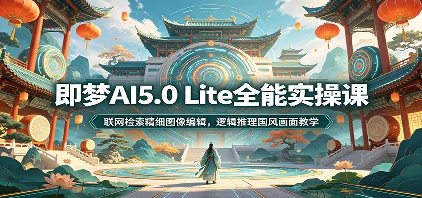 即梦AI5.0 Lite全能实操课：联网检索精细图像编辑，逻辑推理国风画面教学胖子网创胖子网创