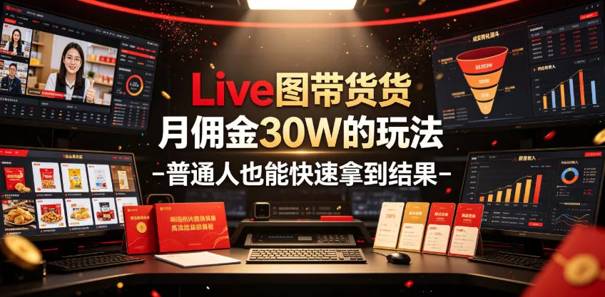 Live图带货月佣金30W的玩法-普通人也能快速拿到结果胖子网创胖子网创