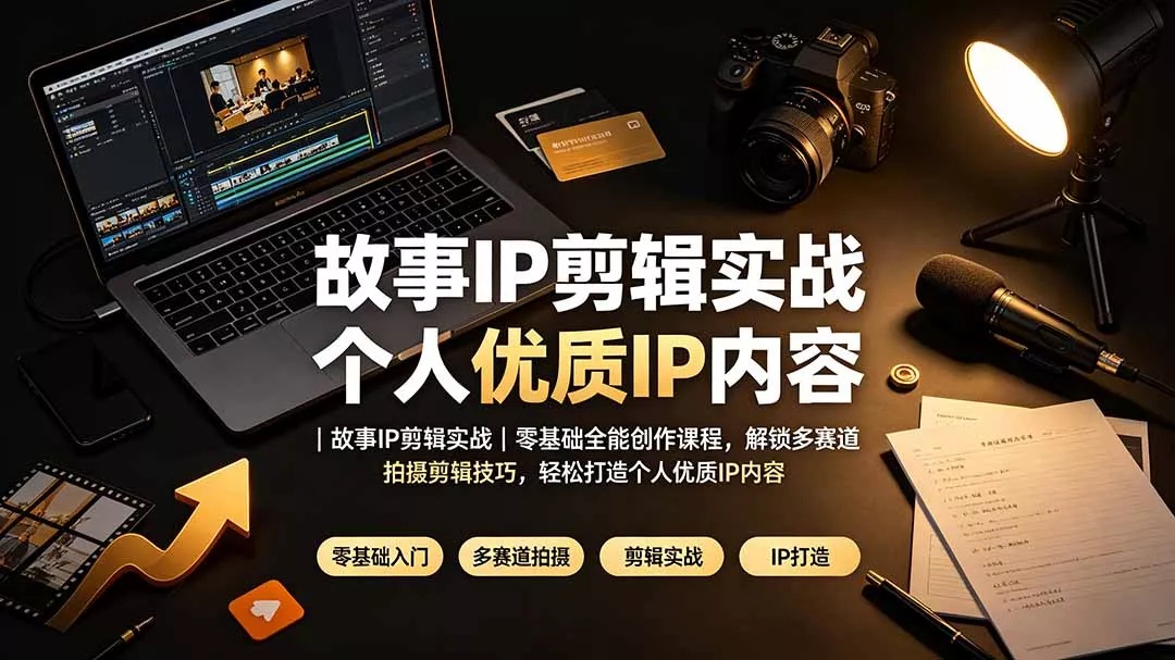 故事IP剪辑实战｜零基础全能创作课程，解锁多赛道拍摄剪辑技巧，轻松打造个人优质IP内容胖子网创胖子网创