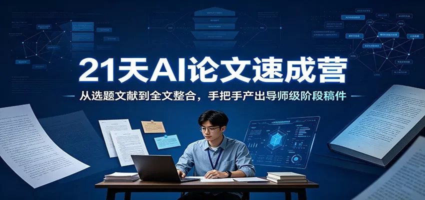 21天AI论文速成营：从选题文献到全文整合，手把手产出导师级阶段稿件胖子网创胖子网创