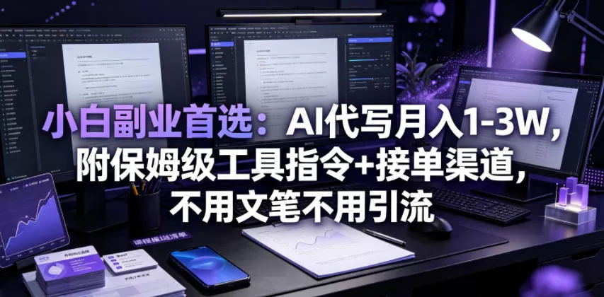 小白副业首选：AI代写月入1-3W，附保姆级工具指令+接单渠道，不用文笔不用引流【揭秘】胖子网创胖子网创